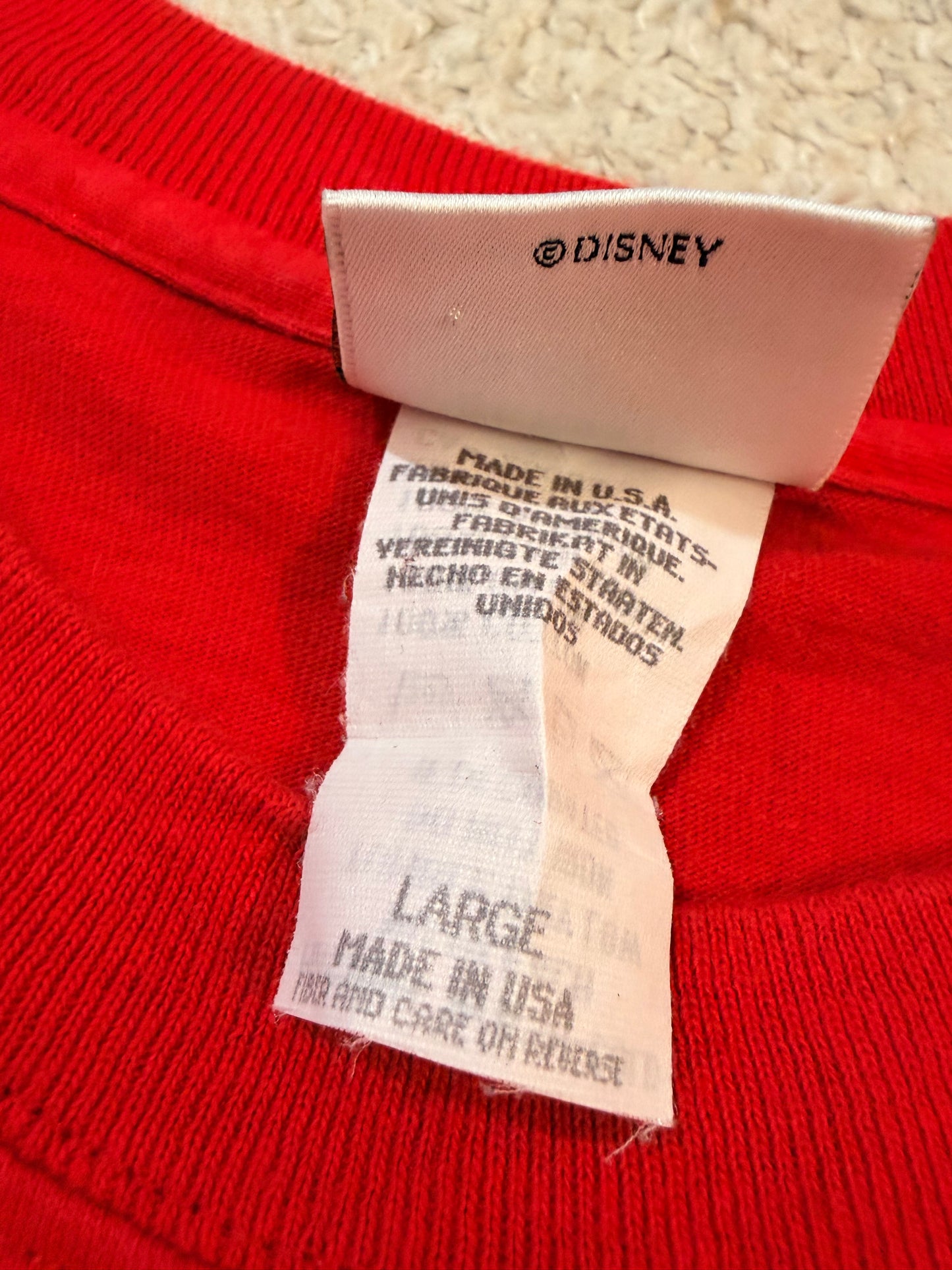 T-shirt Disney Mickey Mouse Classique Rouge Imprimé Vintage – Mixte – Taille XL