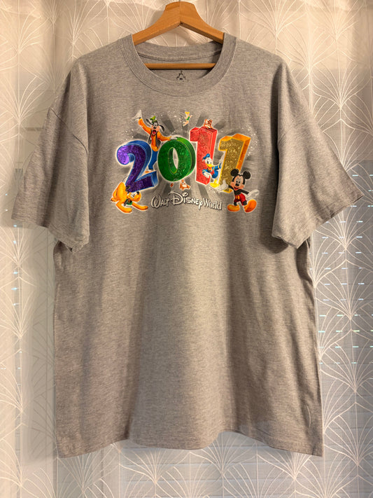 T-shirt Walt Disney World 2017 Gris Chiné by Hanes – Taille XL | Seconde Main