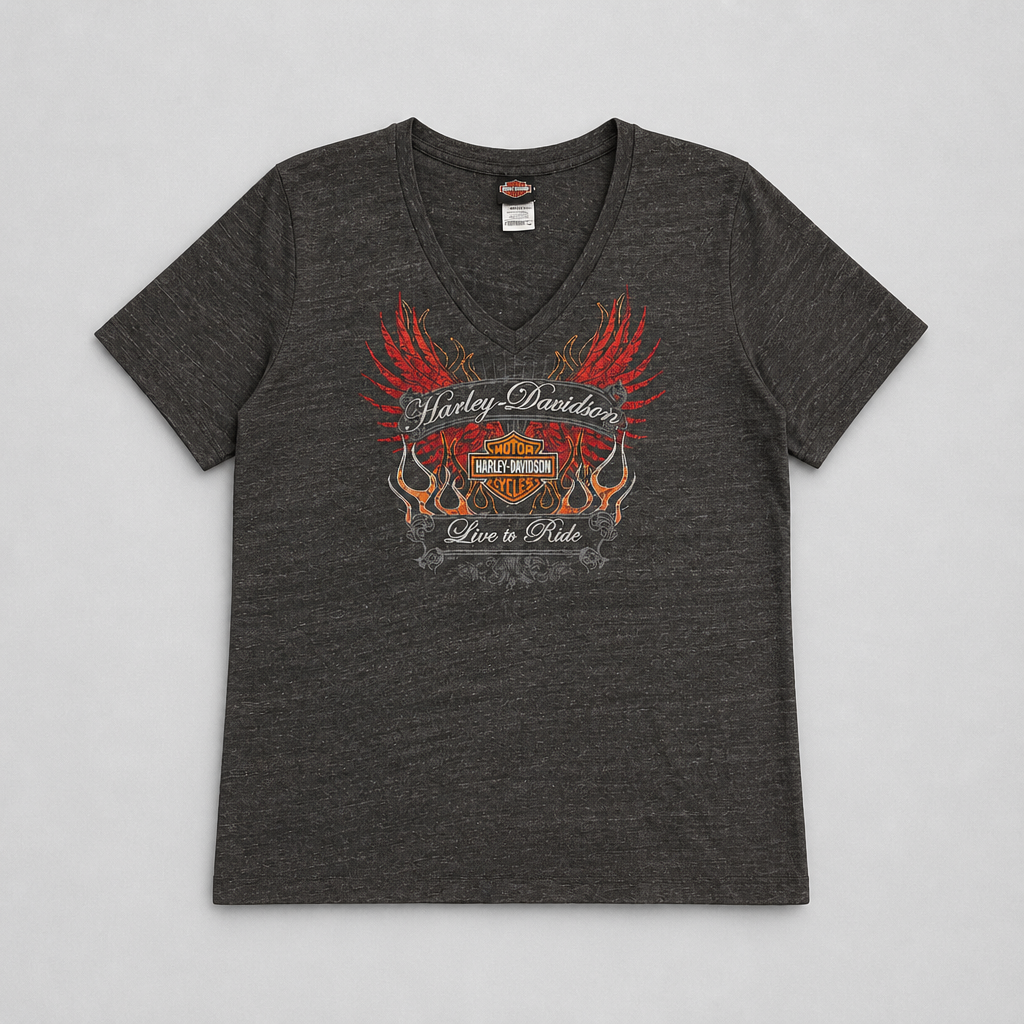 T-shirt Harley-Davidson Live to Ride col V gris anthracite chiné tri-blend femme taille 2XL – Mode Seconde