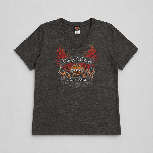 T-shirt Harley-Davidson Live to Ride col V gris anthracite chiné tri-blend femme taille 2XL – Mode Seconde