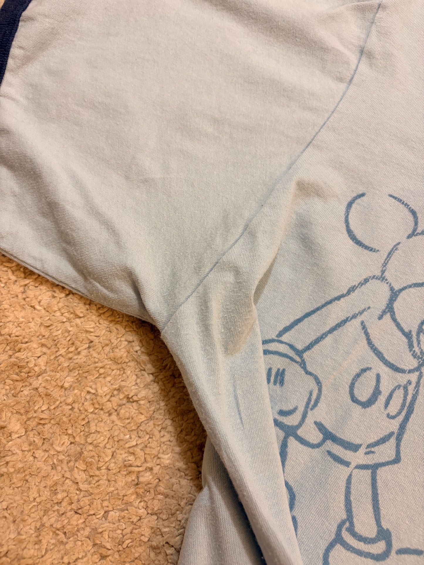 T-shirt Disney Ringer Bleu Ciel Mickey Mouse Croquis – Taille XXL | Seconde Main