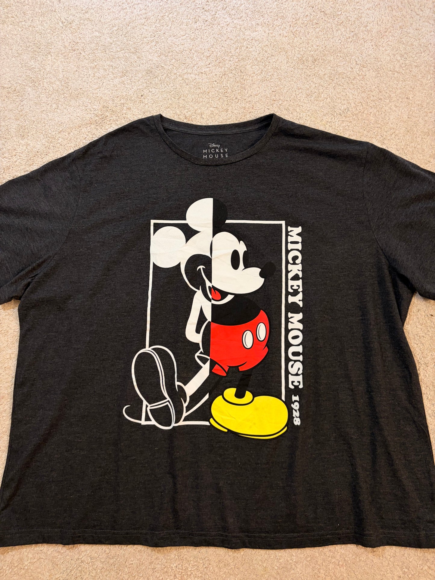 T-shirt Disney Mickey Mouse 1928 Gris Anthracite – Taille 3XL | Seconde Main