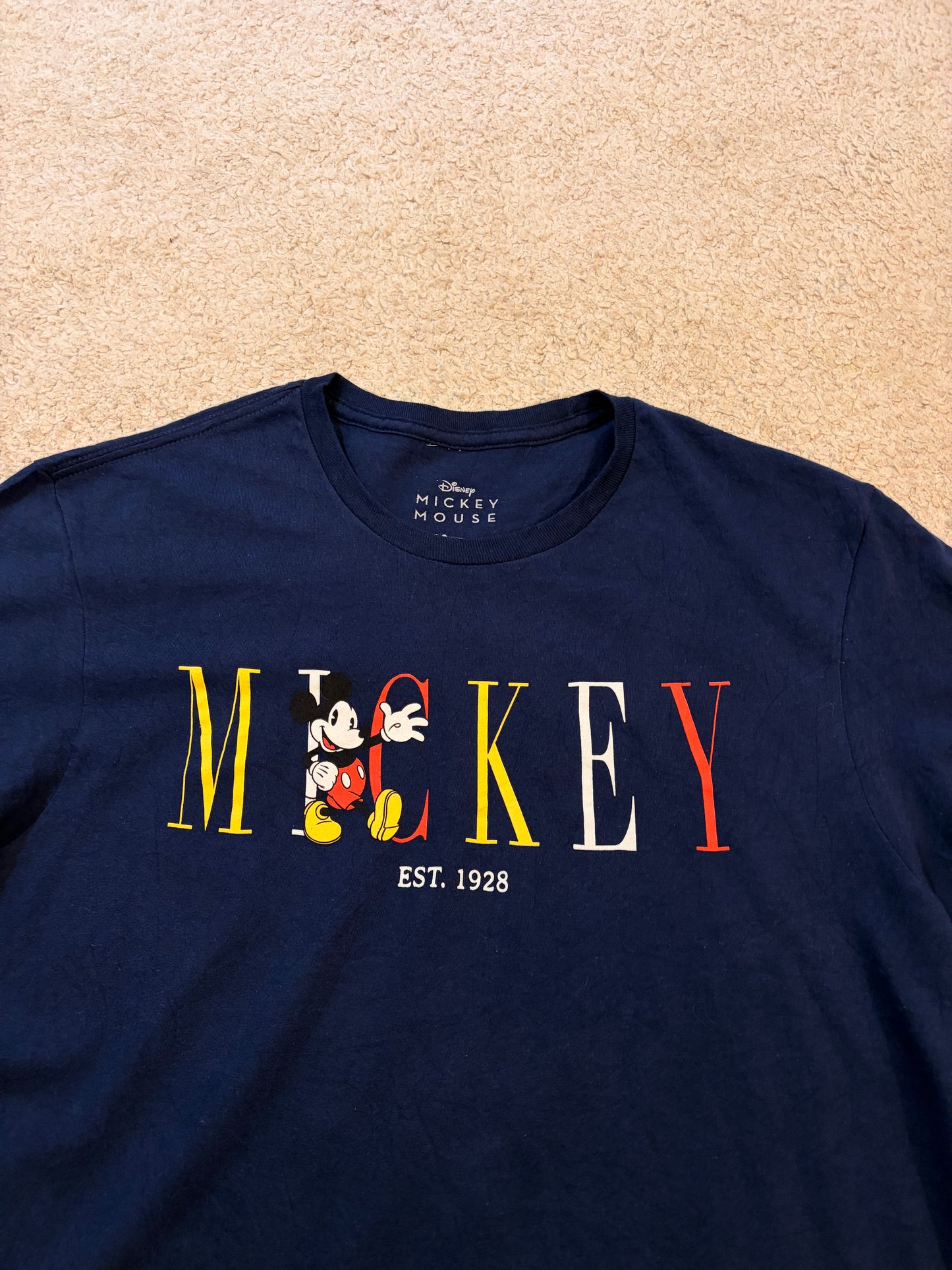 T-shirt Disney Mickey Mouse Est. 1928 Bleu Marine – Taille L | Seconde Main
