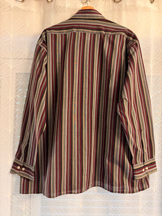 Chemise Pierre Cardin Vintage à Rayures Multicolores Manches Longues – Taille XL