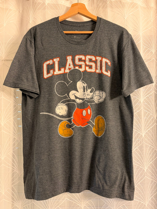 T-shirt Disney Mickey Mouse « Classic » Gris Anthracite Vintage – Taille M