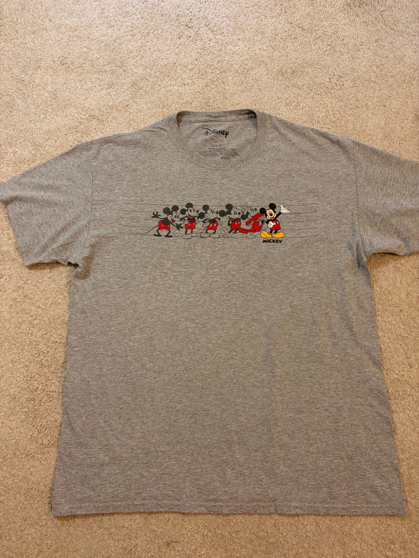 T-shirt Disney Parks « Mickey Through The Years » Évolution – Gris Chiné – Taille L