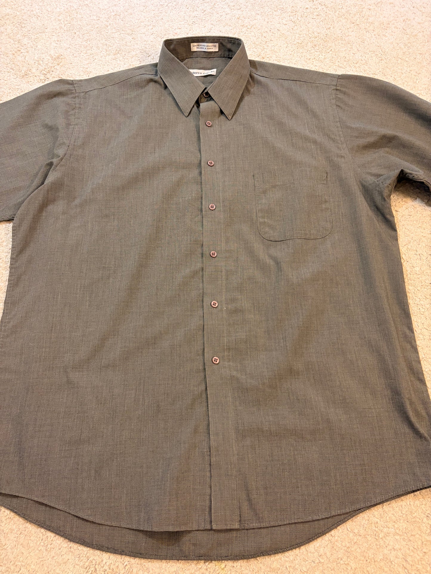 Chemise Pierre Cardin Marron Taupe Chiné Manches Longues – Homme – Taille 16/16½ (XL)