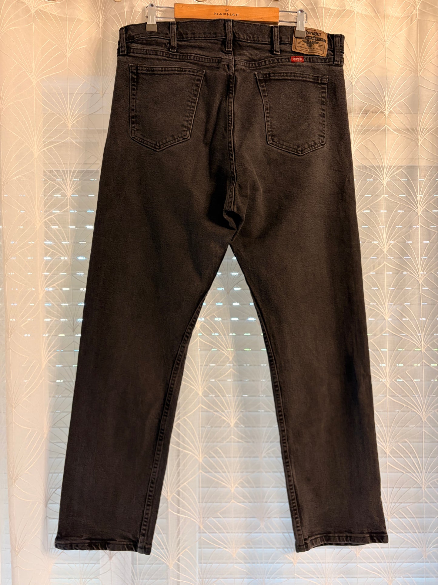 Jean Wrangler Premium Quality Droit Noir Délavé Stretch 99% Coton – Homme – Taille W38/L32