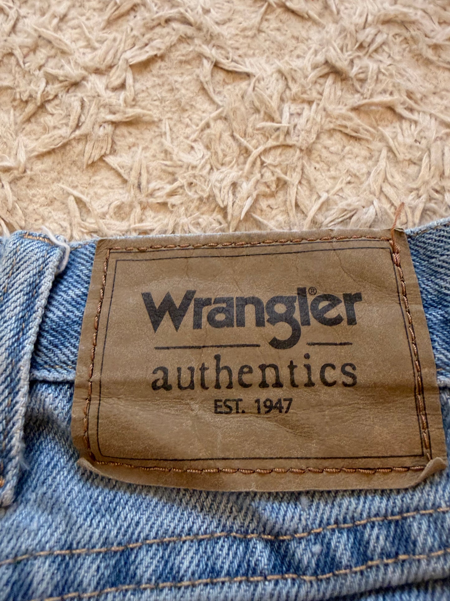 Jean Wrangler Authentics Droit Bleu Clair Délavé Vintage 100% Coton – Homme – Taille W36/L30