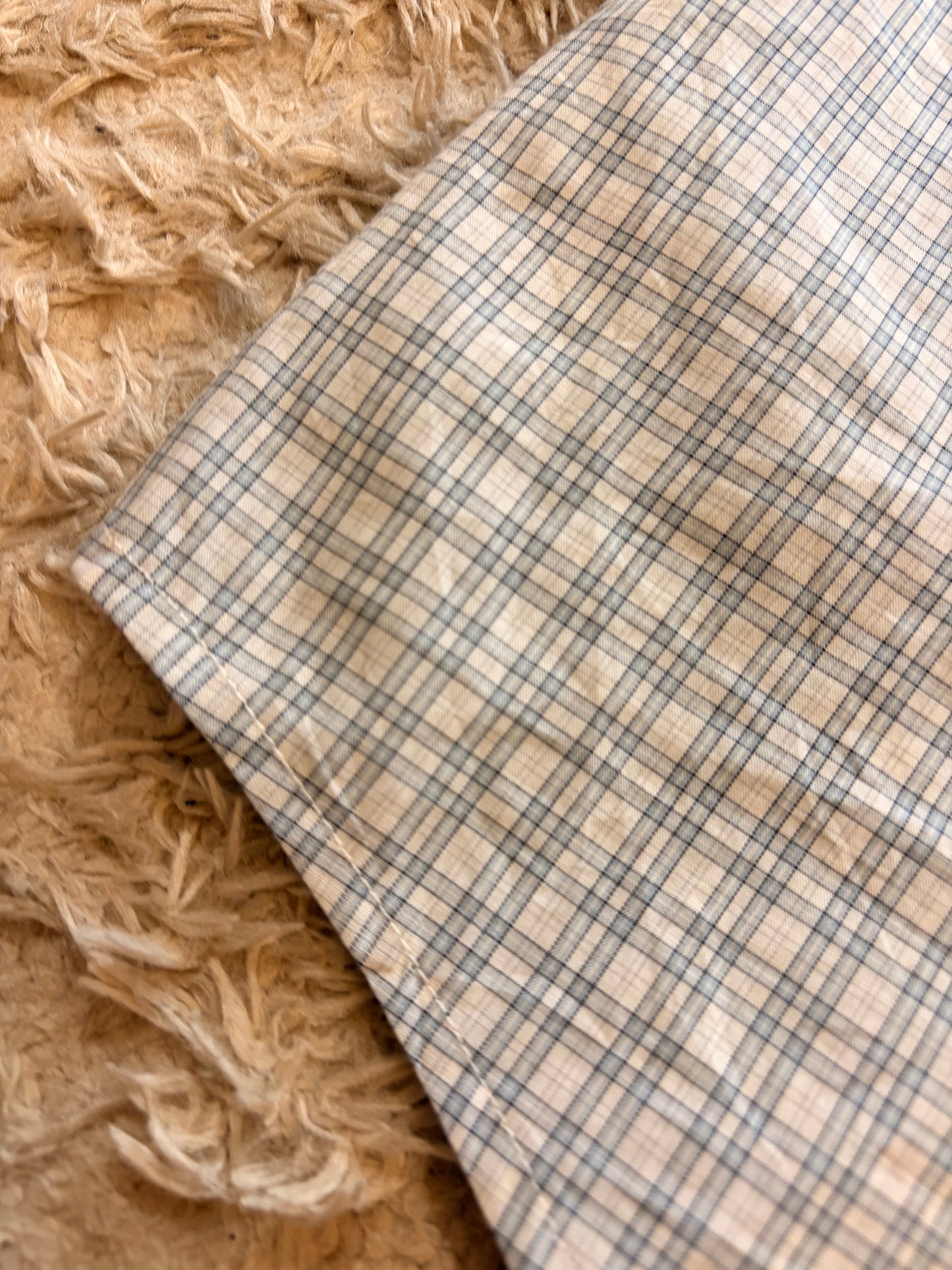 Chemise Perry Ellis Carreaux Tartan Gris/Blanc/Bleu Ciel 100% Coton Manches Longues – Homme/Unisexe – Taille XL