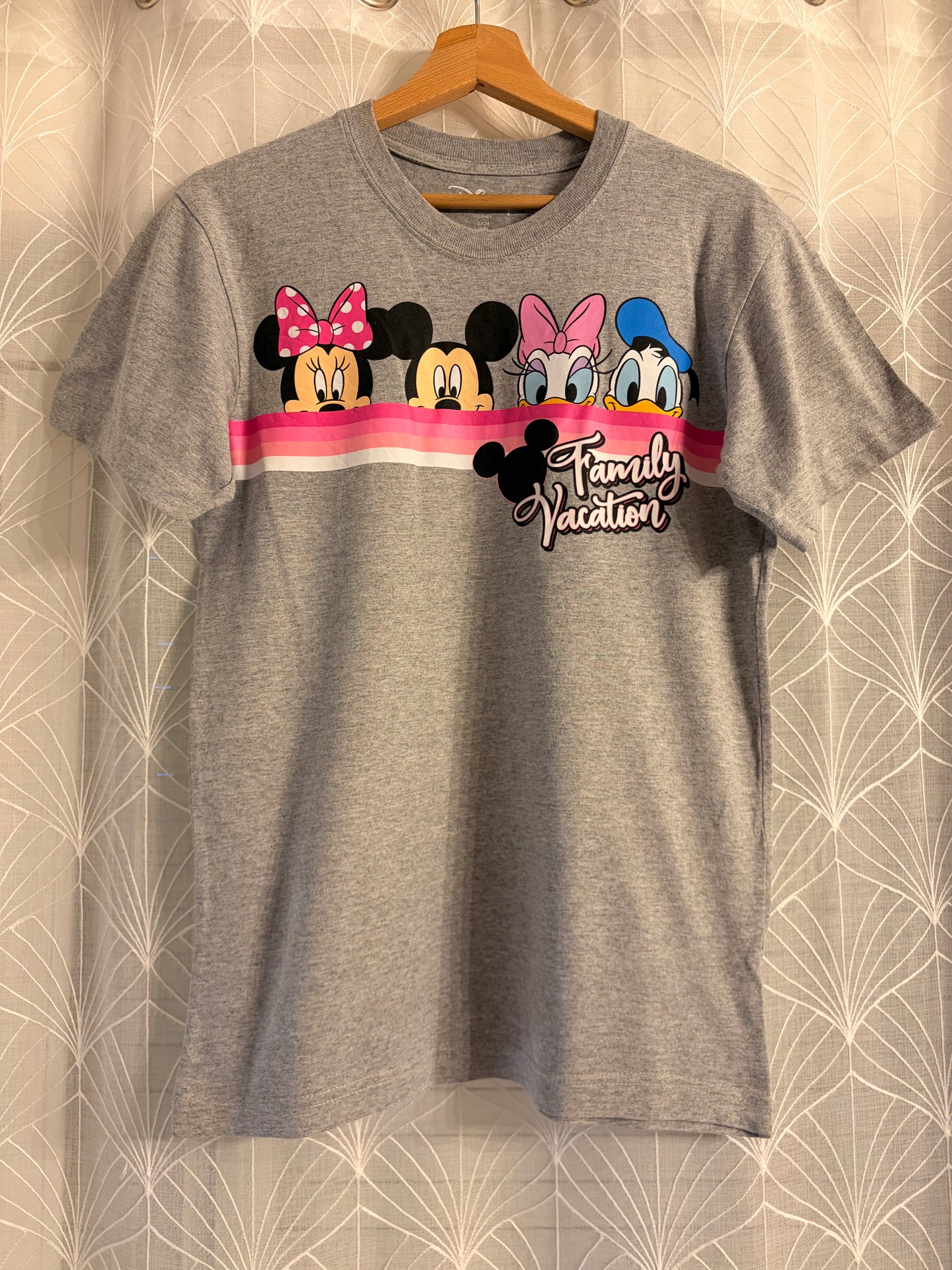 T-shirt Disney Family Vacation Gris Chiné Mickey Minnie Donald Daisy – Mixte – Taille S