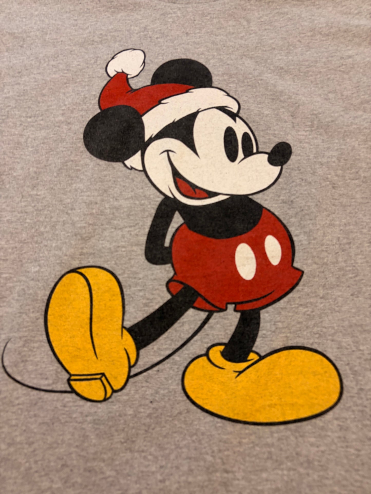 T-shirt Disney Mickey Mouse Noël Bonnet Père Noël Gris Chiné – Mixte – Taille L
