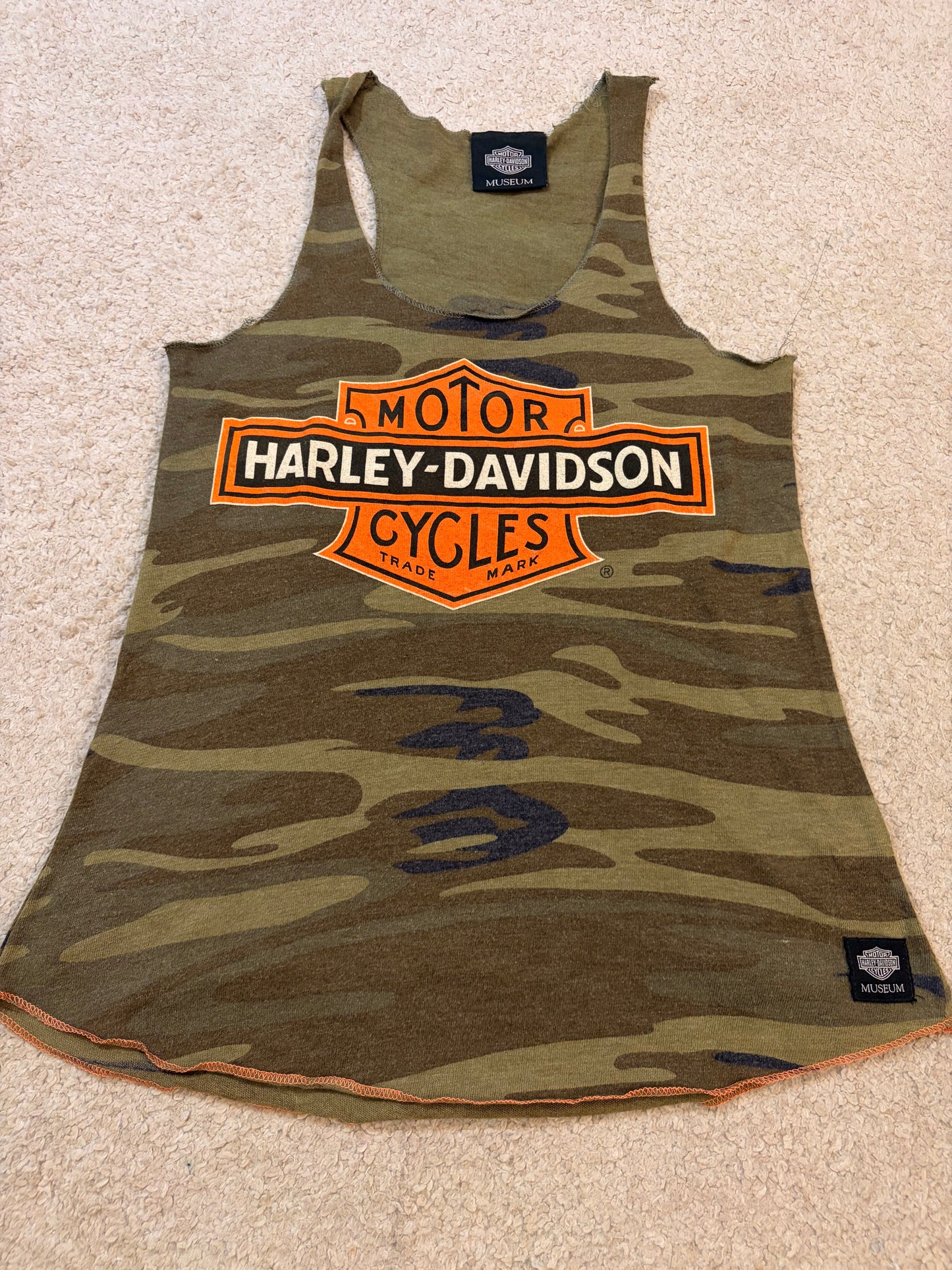 Débardeur Harley-Davidson Museum Camouflage Kaki/Orange – Femme – Taille S