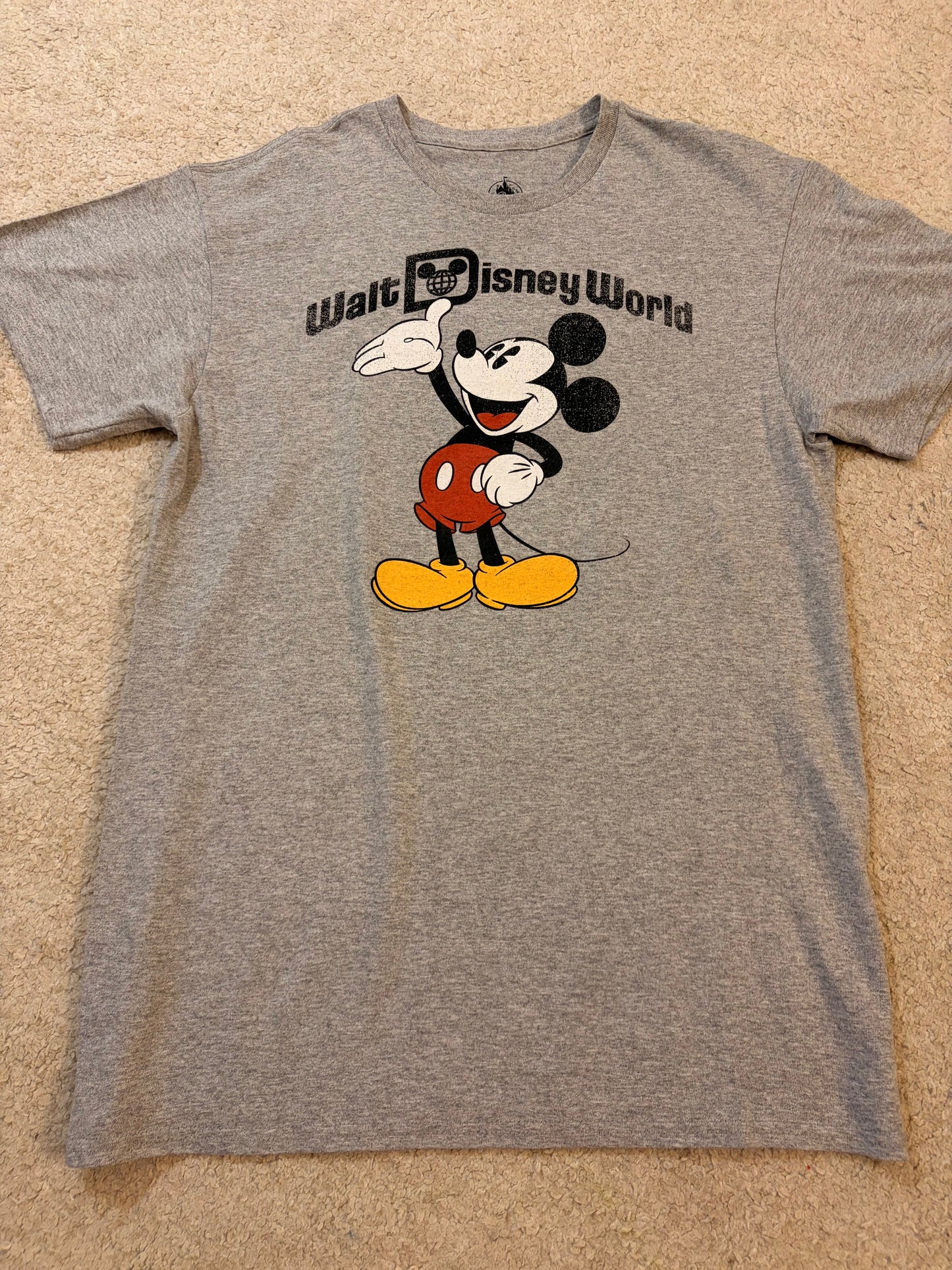 T-shirt Walt Disney World Mickey Mouse Rétro Gris Chiné – Mixte – Taille L