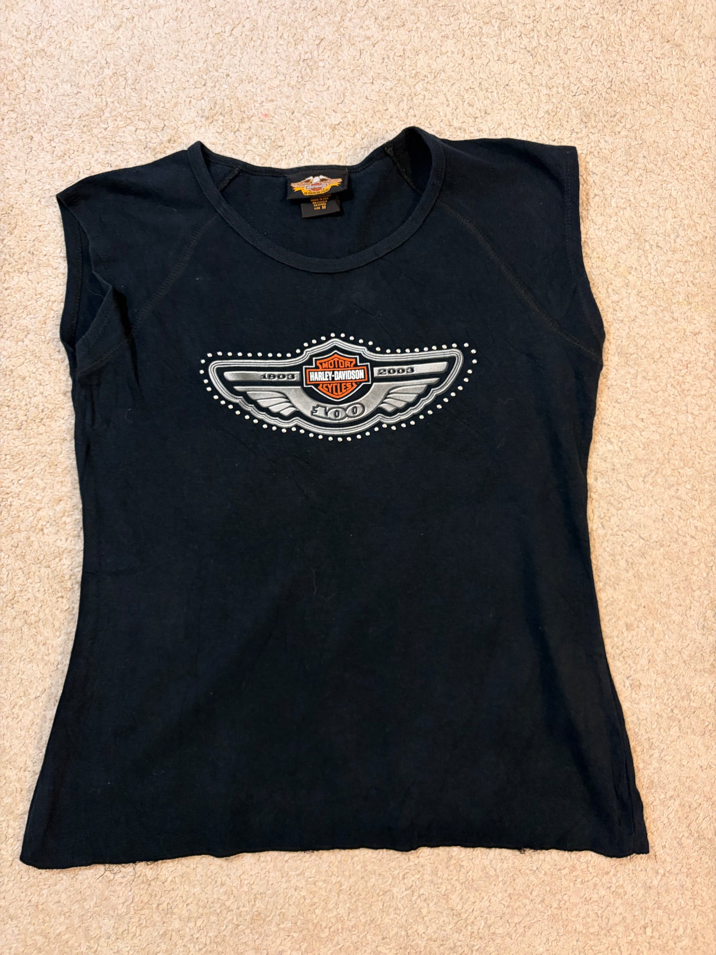 Top Harley-Davidson Édition Collector 100ème Anniversaire Noir Strass – Femme – Taille M