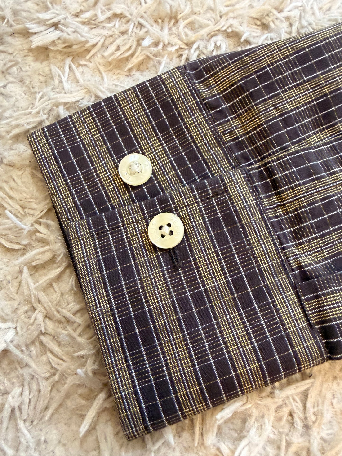 Chemise Perry Ellis 100% Coton à Carreaux Manches Longues – Homme – Taille XL