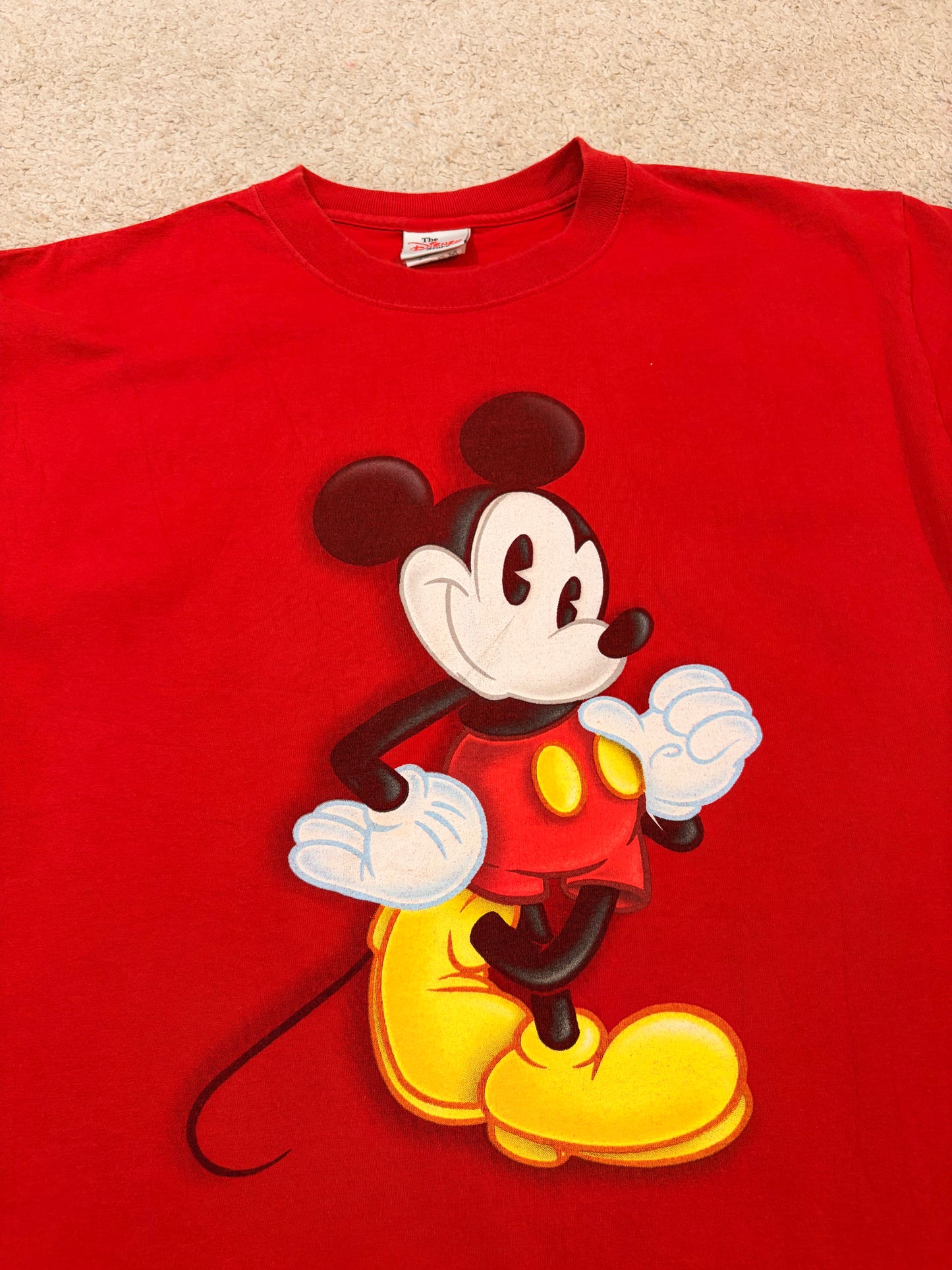 T-shirt Disney Mickey Mouse Classique Rouge Imprimé Vintage – Mixte – Taille XL