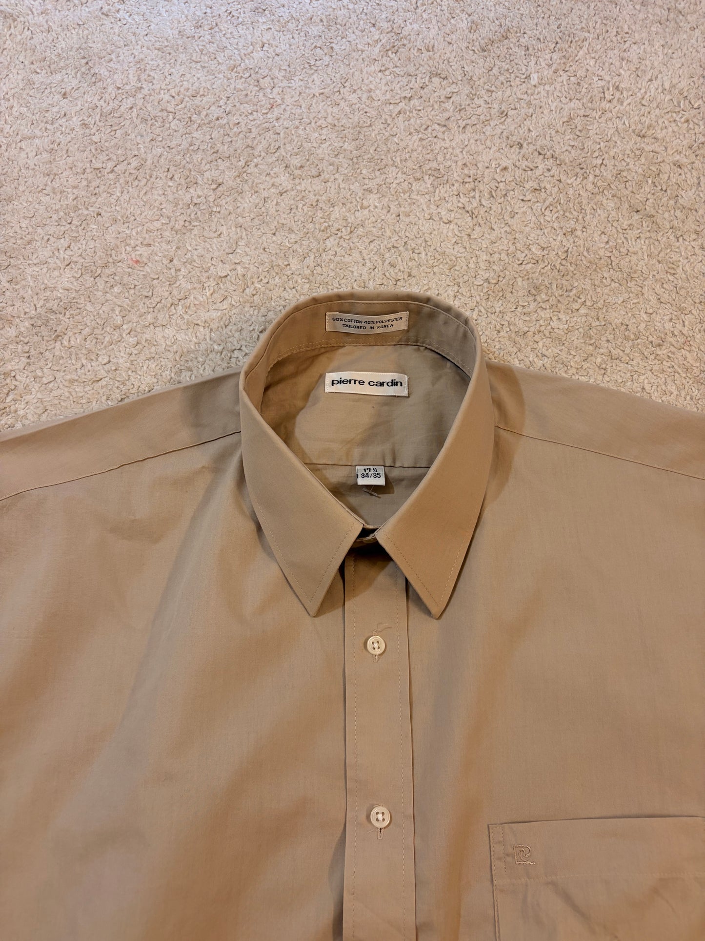 Chemise Pierre Cardin Beige Manches Longues Grande Taille – Homme – Taille 17½ (XXL/3XL)