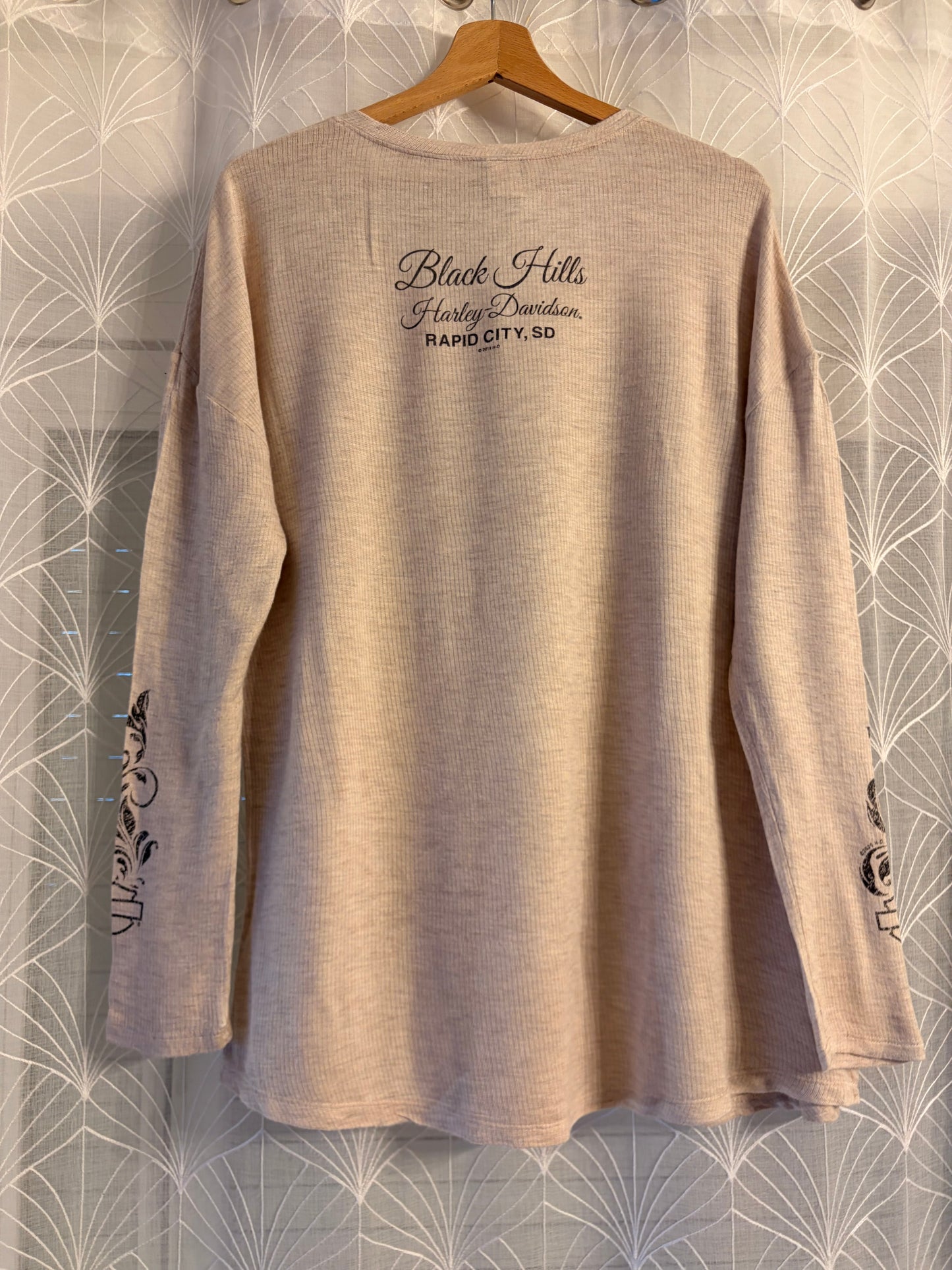 Haut Harley-Davidson Maille Gaufrette Beige Manches Longues – Femme – Taille L