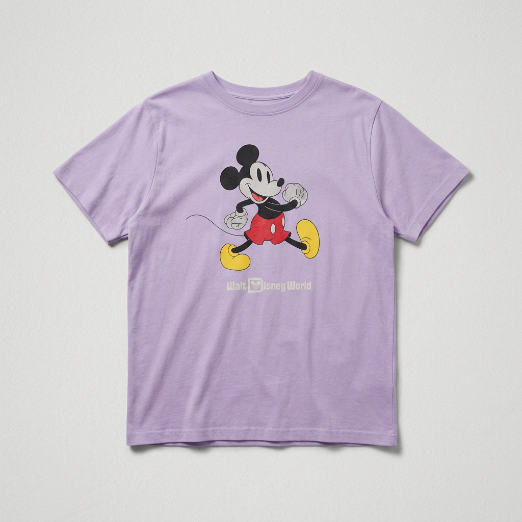 T-shirt officiel Walt Disney World Mickey Mouse lilas violet pastel boxy 100% coton mixte taille 2XL – Mode Seconde
