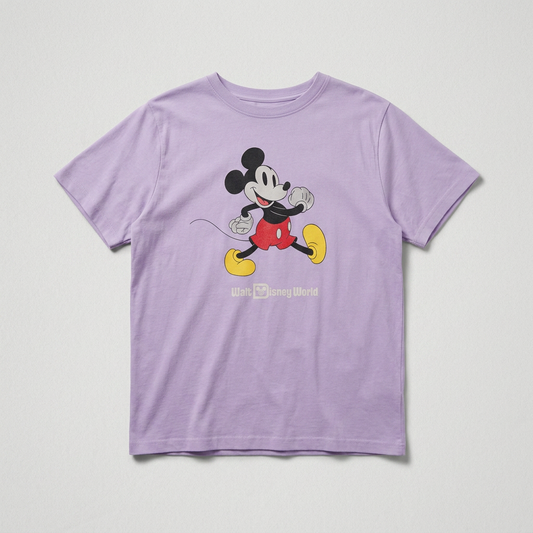 T-shirt officiel Walt Disney World Mickey Mouse lilas violet pastel boxy 100% coton mixte taille 2XL – Mode Seconde