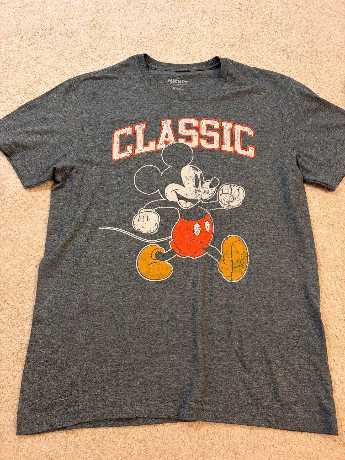 T-shirt Disney Mickey Mouse « Classic » Gris Anthracite Vintage – Taille M