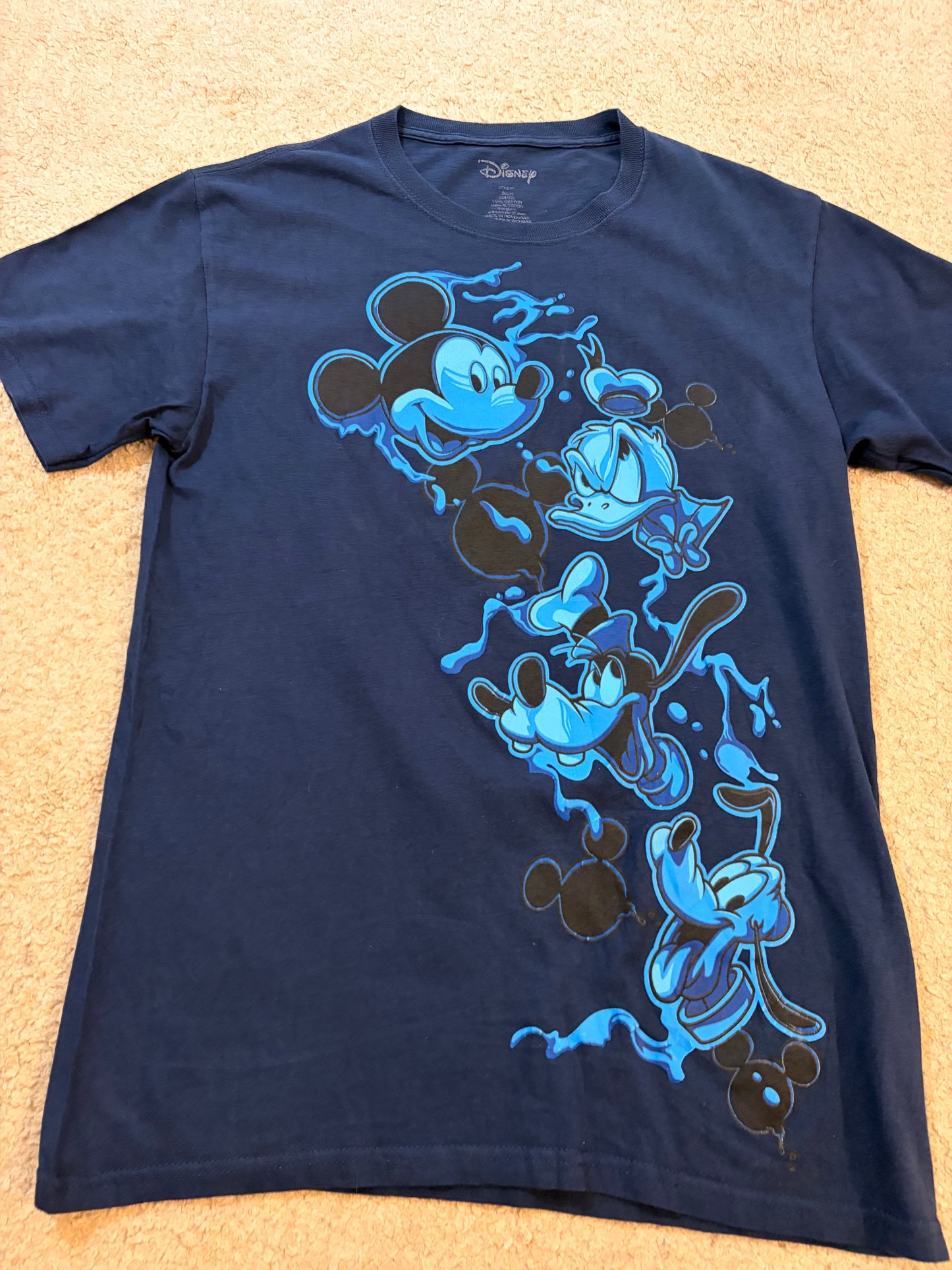 T-shirt Disney Mickey & Friends Bleu Marine Motifs Néon – Taille S | Seconde Main