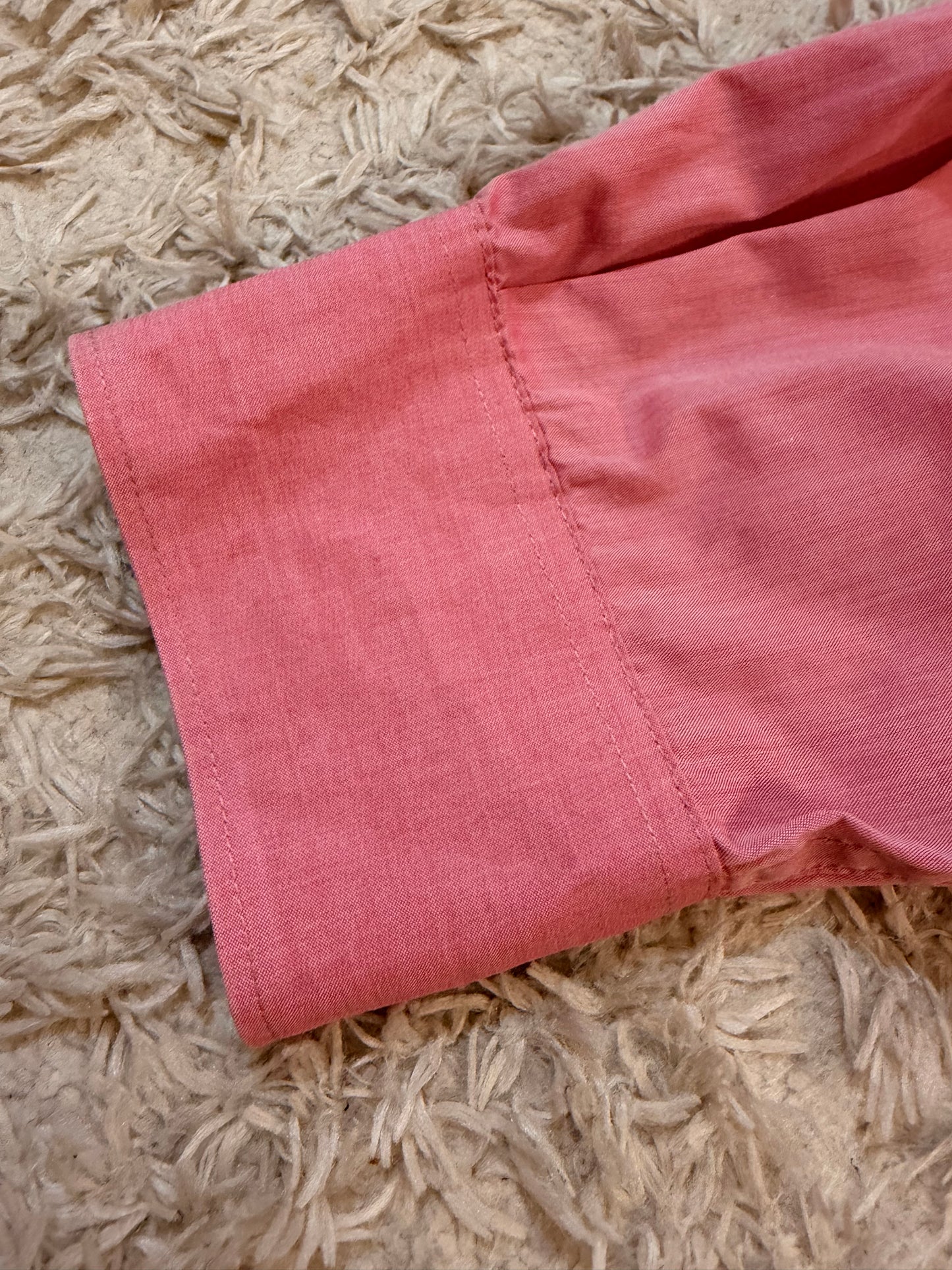 Chemise Perry Ellis Rose Saumon/Corail 100% Coton Double Poche Safari Style Utility – Homme – Taille XL