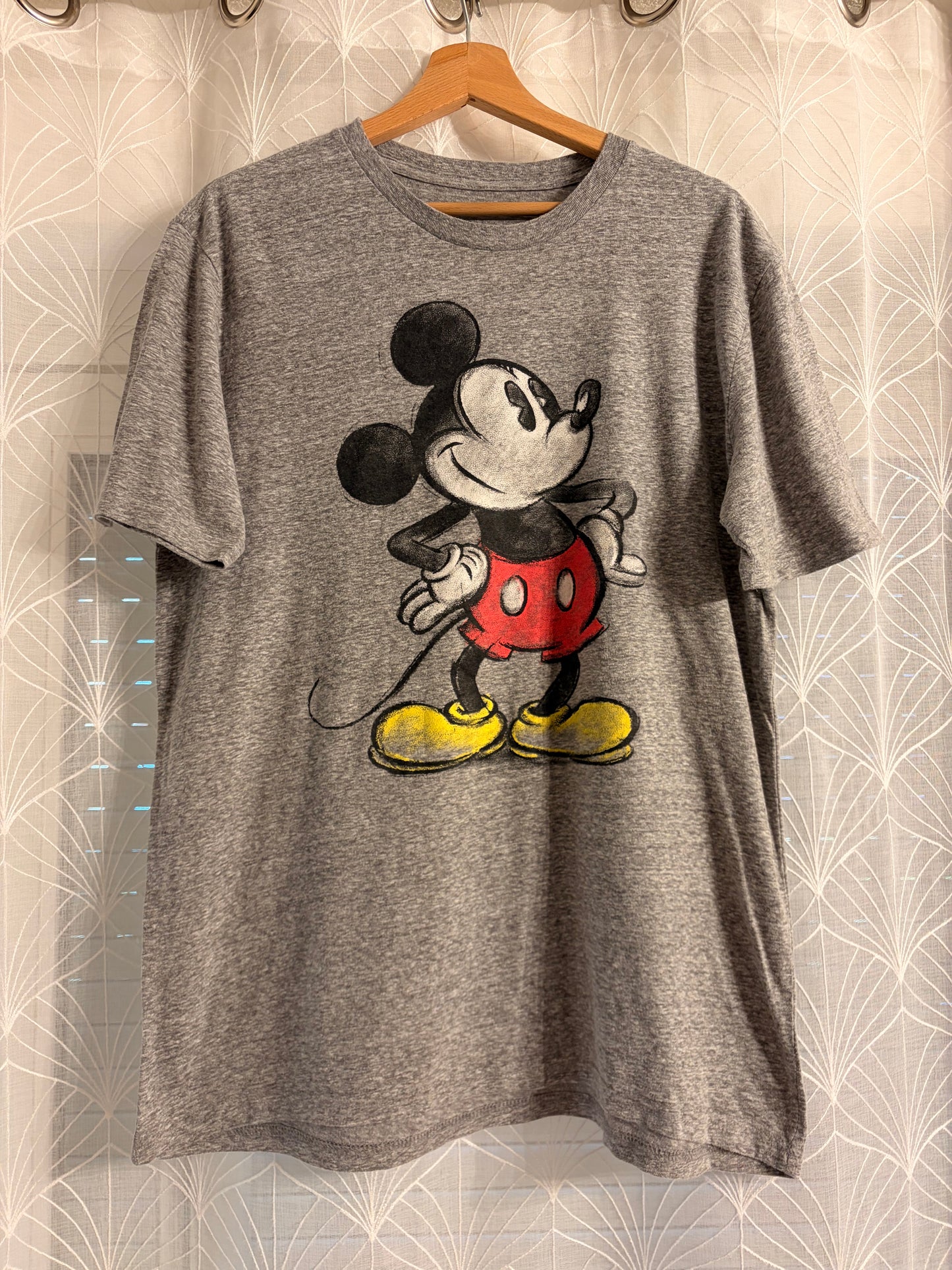 T-shirt Disney Mickey Mouse Gris Chiné Style Croquis – Taille L | Seconde Main