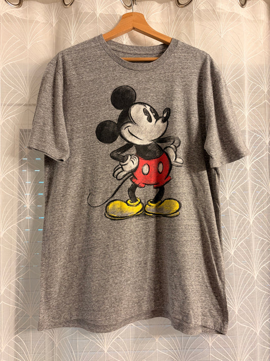 T-shirt Disney Mickey Mouse Gris Chiné Style Croquis – Taille L | Seconde Main