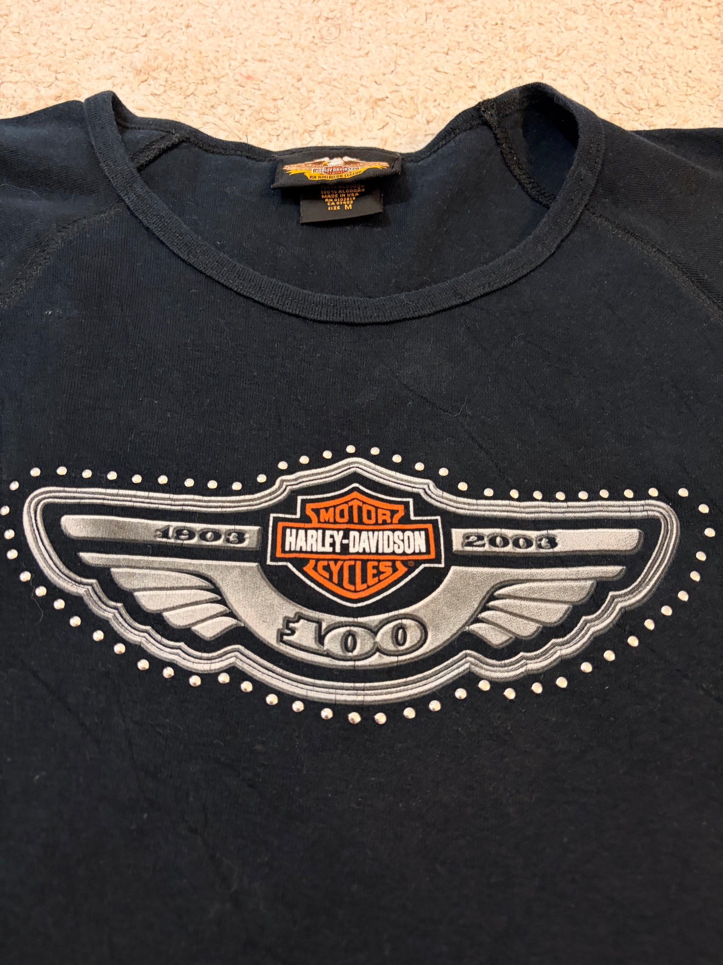 Top Harley-Davidson Édition Collector 100ème Anniversaire Noir Strass – Femme – Taille M