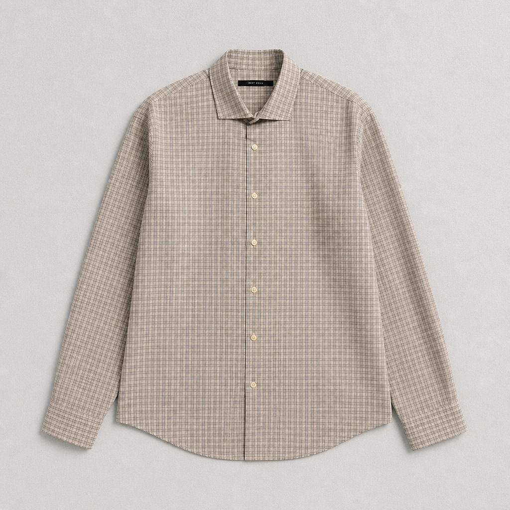 Chemise Perry Ellis carreaux tartan gris/blanc/bleu ciel 100% coton manches longues – Homme/Unisexe – Taille XL | Mode Seconde