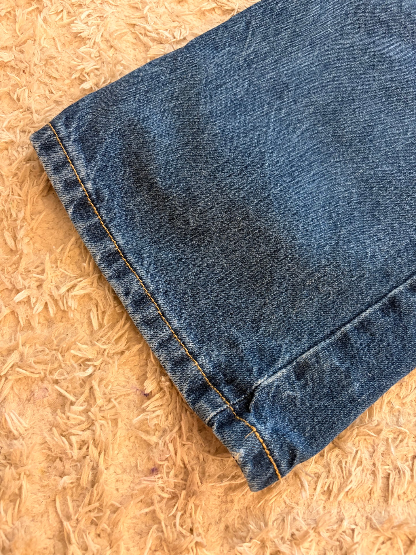 Jean Wrangler Retro Relaxed Bootcut Bleu Délavé Moyen 100% Coton W32/L38 Grande Taille Patch Cuir – Homme