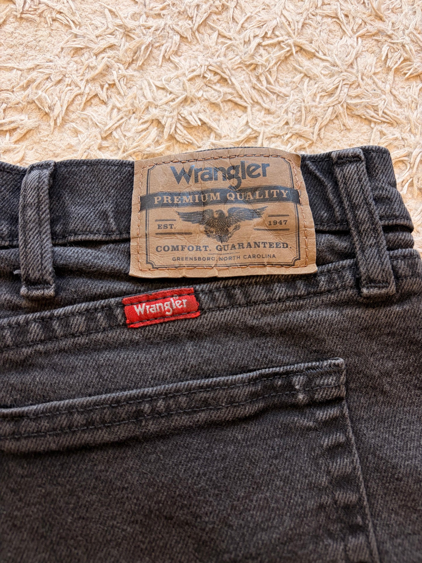 Jean Wrangler Premium Quality Droit Noir Délavé Stretch 99% Coton – Homme – Taille W38/L32