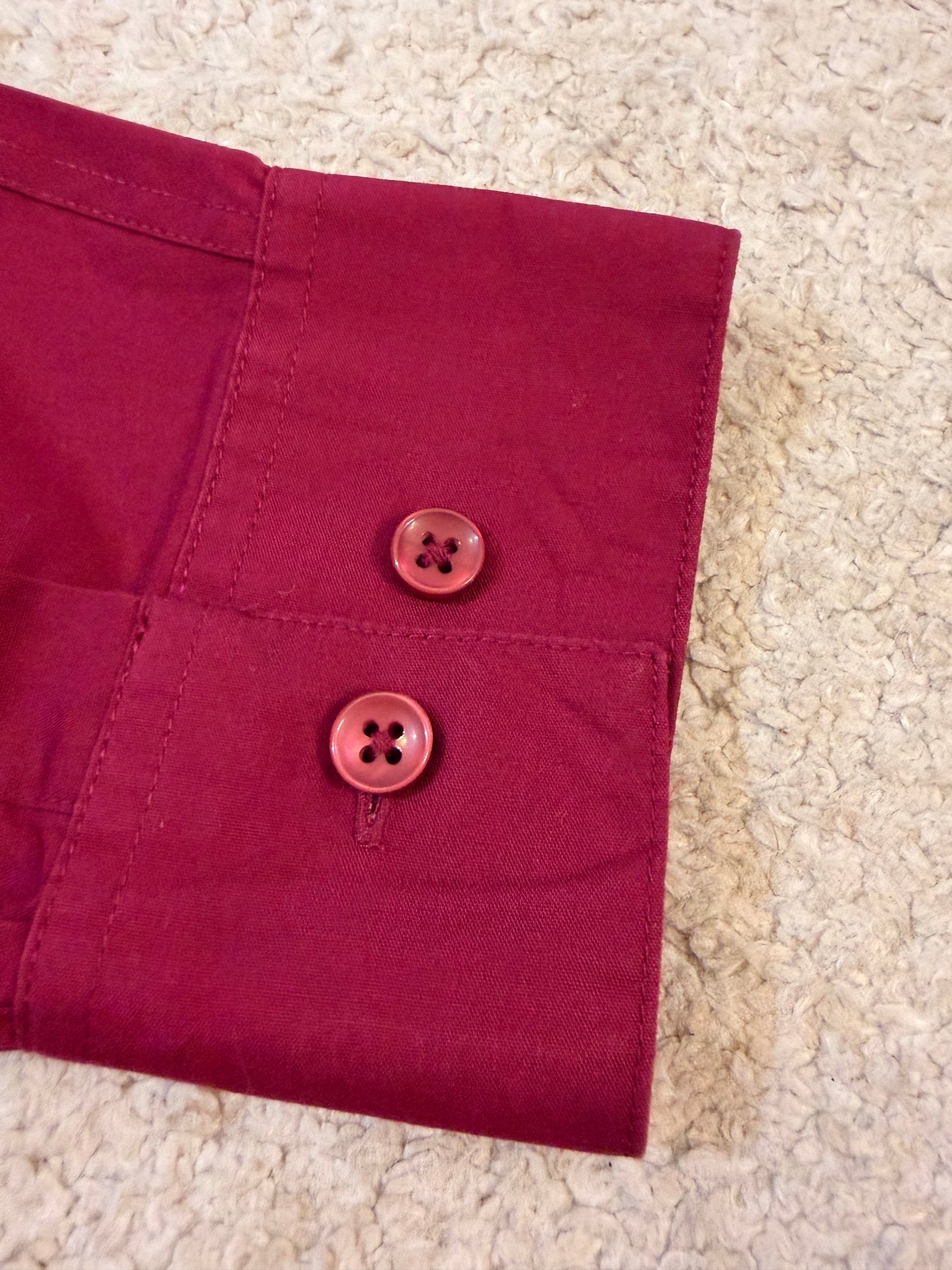 Chemise Pierre Cardin Slim Fit Rouge Bordeaux Manches Longues – Homme – Taille L