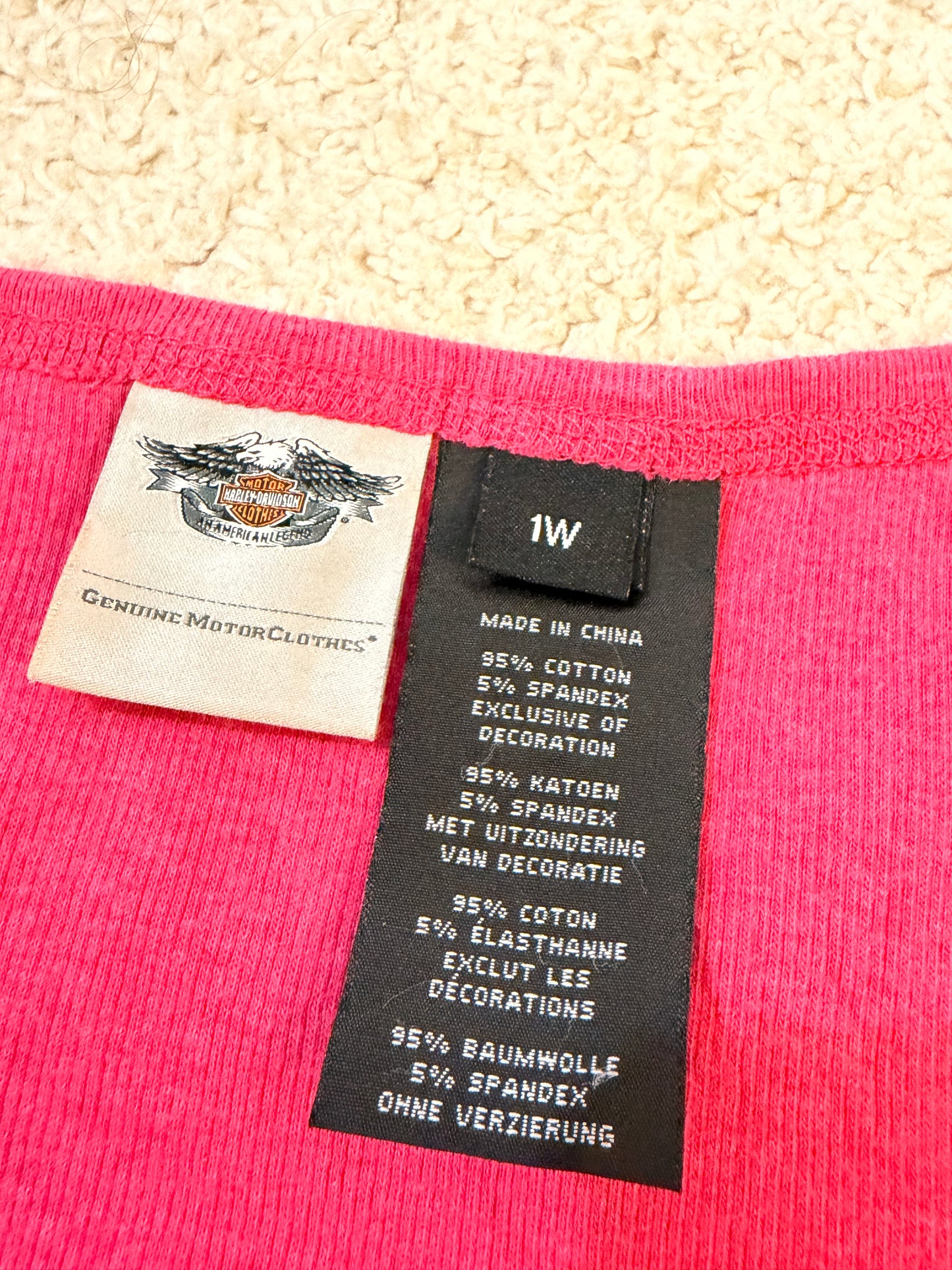 Débardeur Harley-Davidson 1903 Fuchsia Maille Côtelée Strass Brodé – Femme – Taille XL (1W)