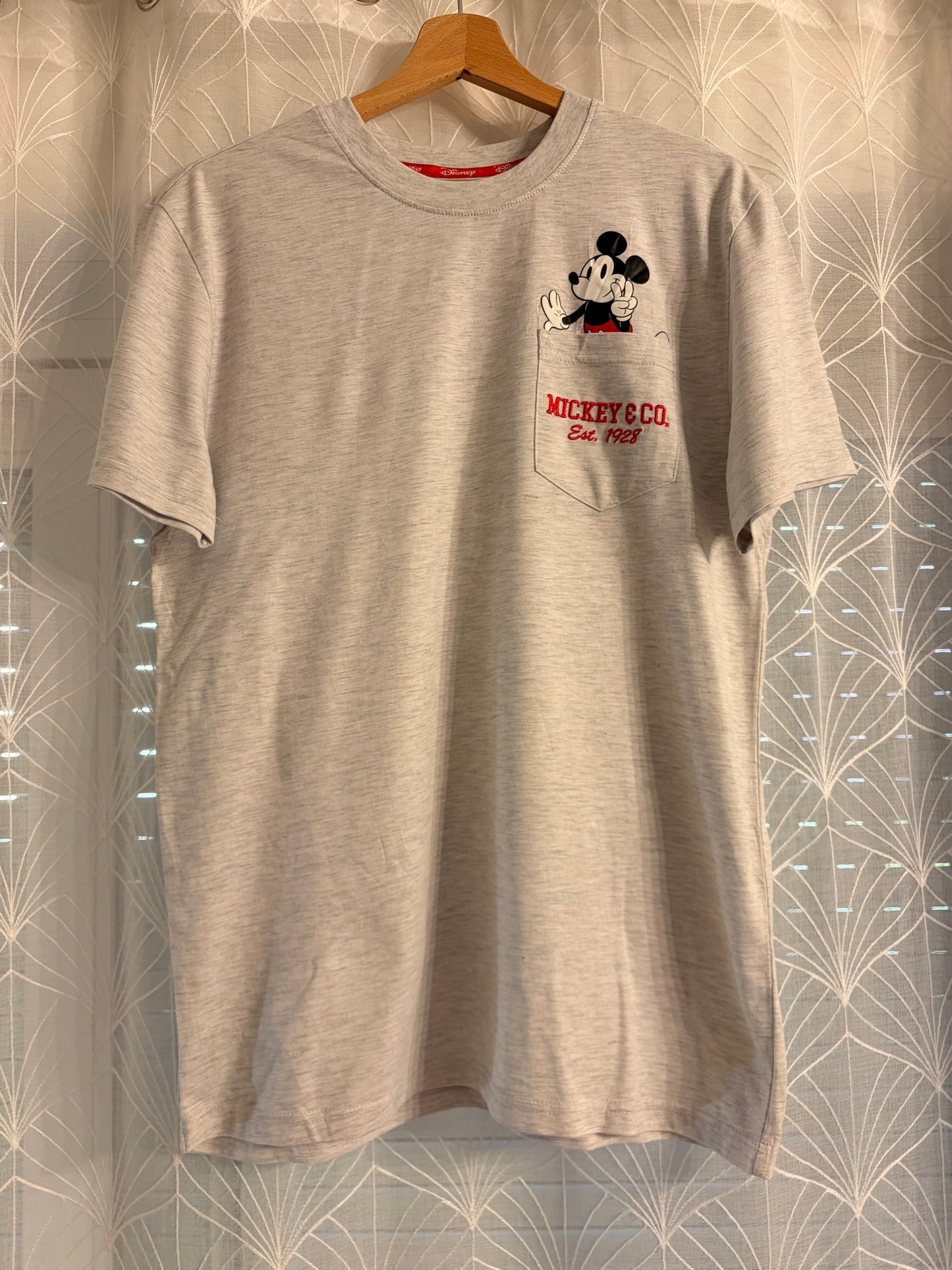T-shirt à Poche Disney Mickey & Co. Gris Clair Chiné – Taille S | Seconde Main