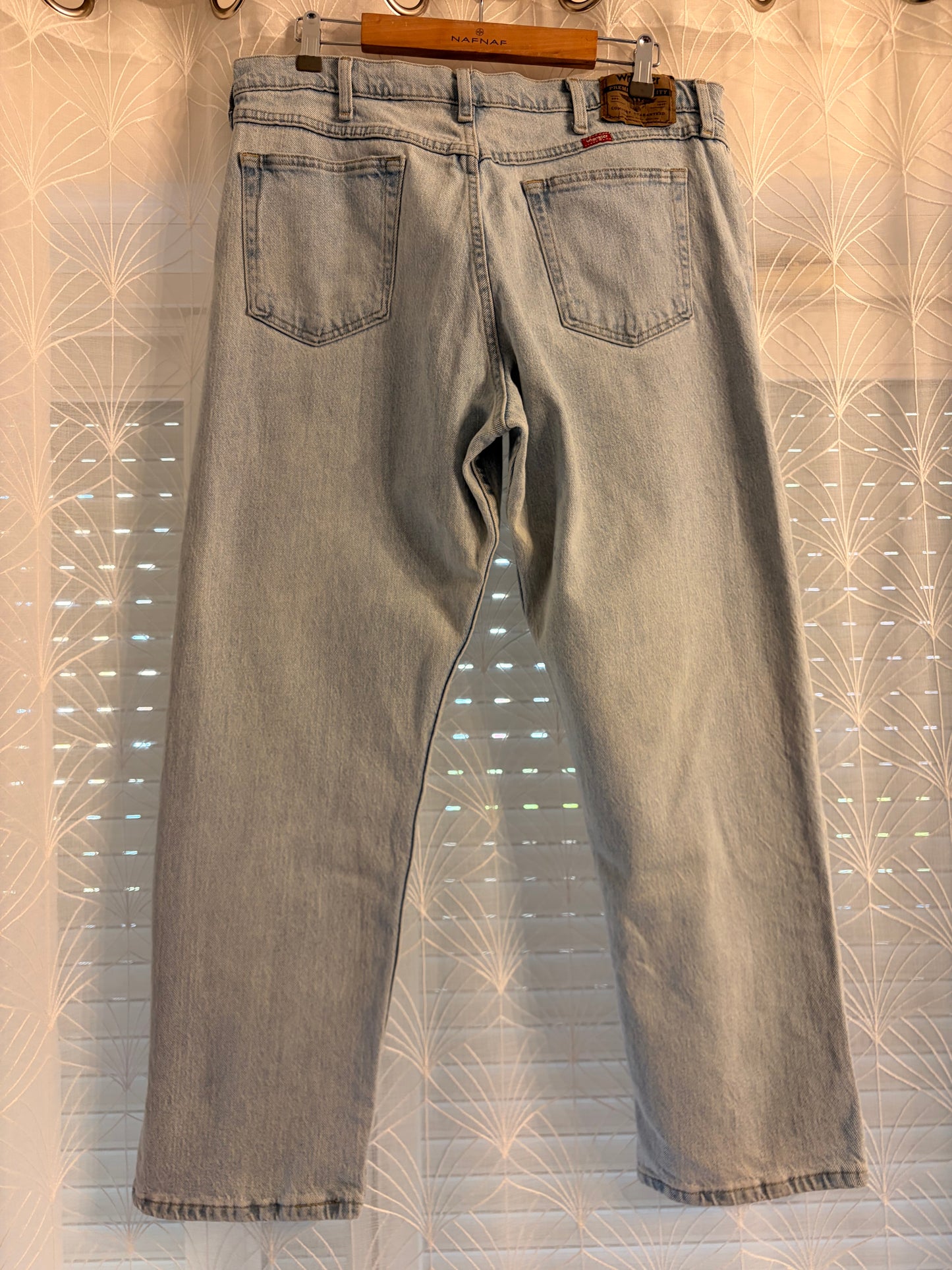 Jean Wrangler Premium Quality Droit Bleu Clair Délavé Stretch 99% Coton – Homme – Taille W36/L29