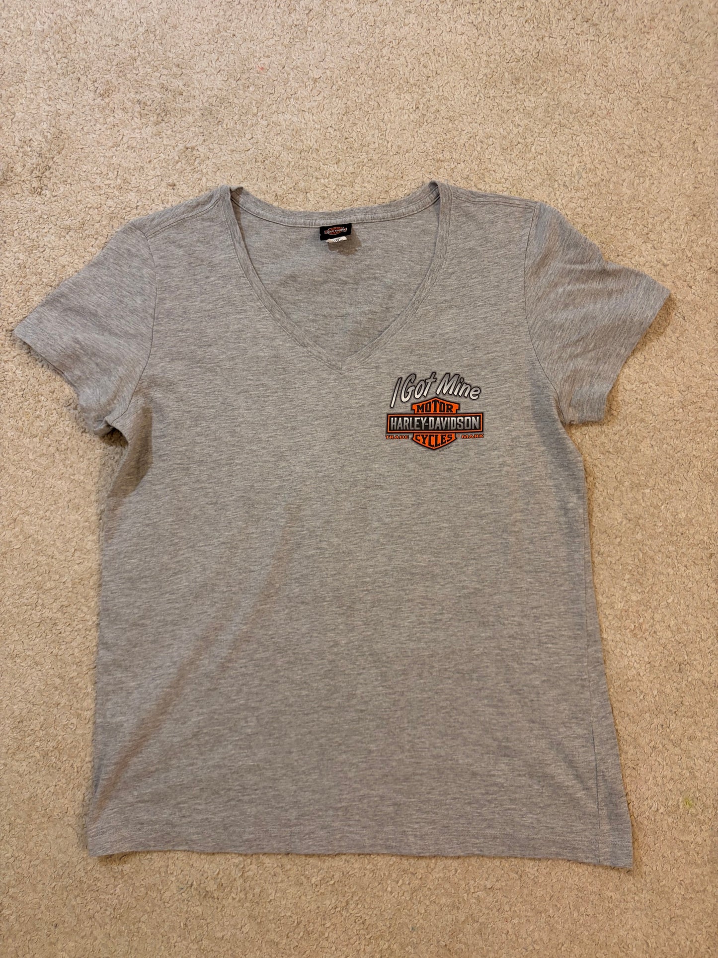 T-shirt Harley-Davidson « I Got Mine » Col V Gris Chiné – Femme – Taille L