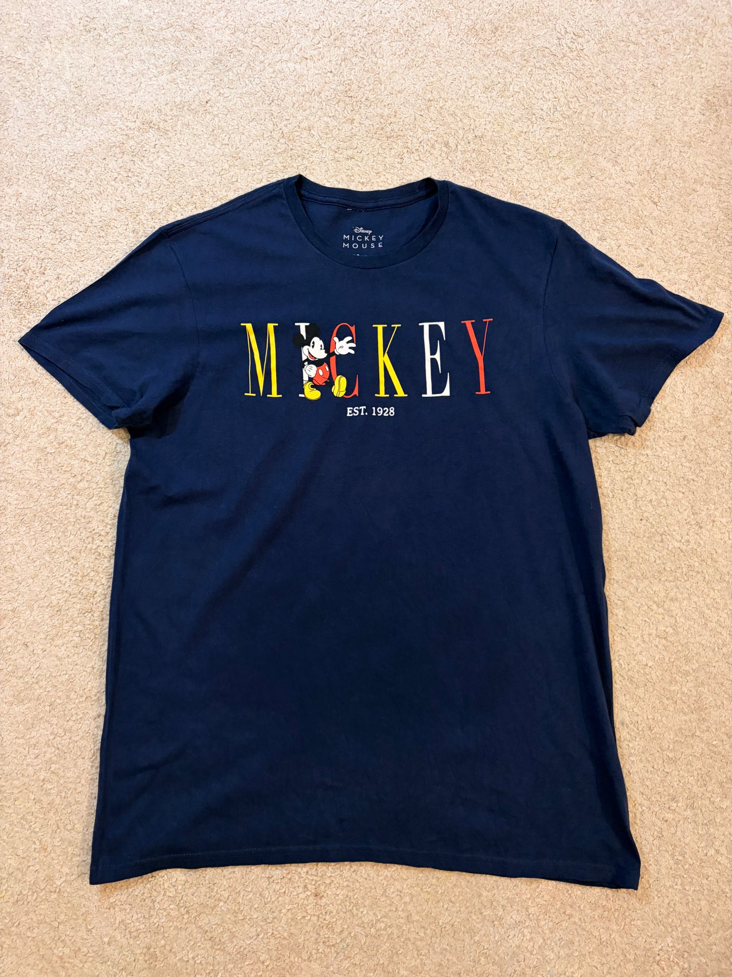 T-shirt Disney Mickey Mouse Est. 1928 Bleu Marine – Taille L | Seconde Main