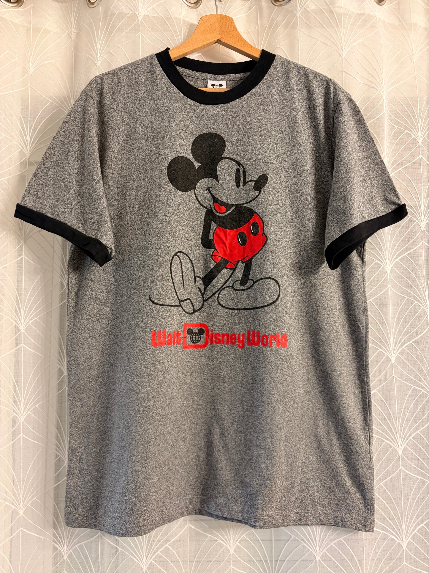 T-shirt Walt Disney World Mickey Mouse Vintage Ringer Gris/Noir – Mixte – Taille L