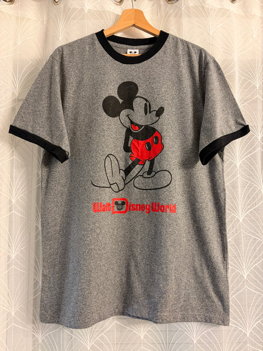 T-shirt Walt Disney World Mickey Mouse Vintage Ringer Gris/Noir – Mixte – Taille L