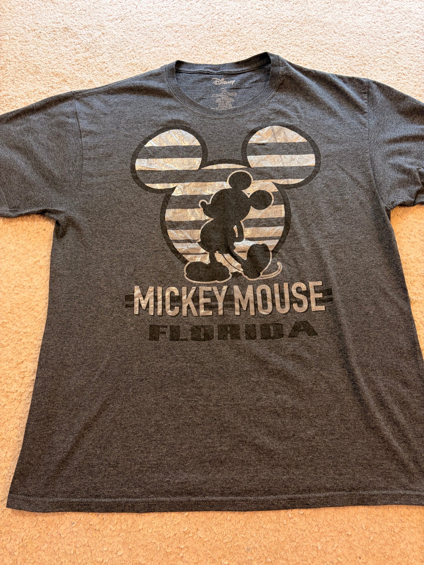 T-shirt Disney Mickey Mouse Florida Silhouette Gris Anthracite – Taille L