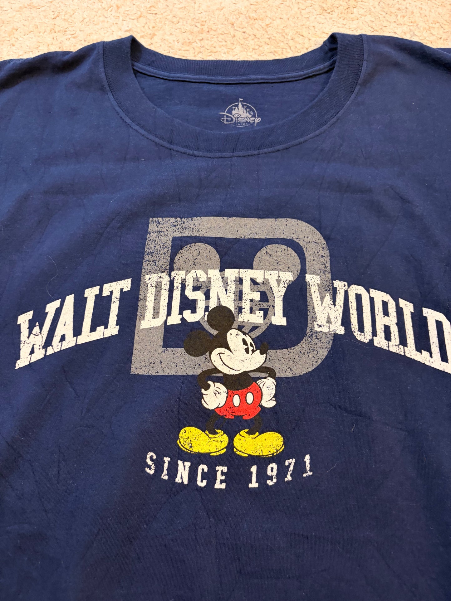 T-shirt Walt Disney World Bleu Marine Mickey Vintage – Taille XXL | Seconde Main