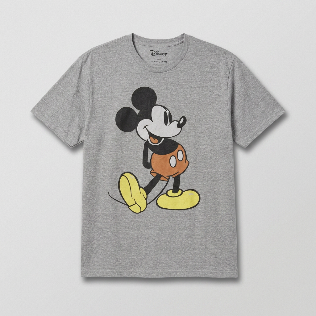 T-shirt officiel Disney Mickey Mouse classique gris chiné imprimé rétro mixte taille XL – Mode Seconde