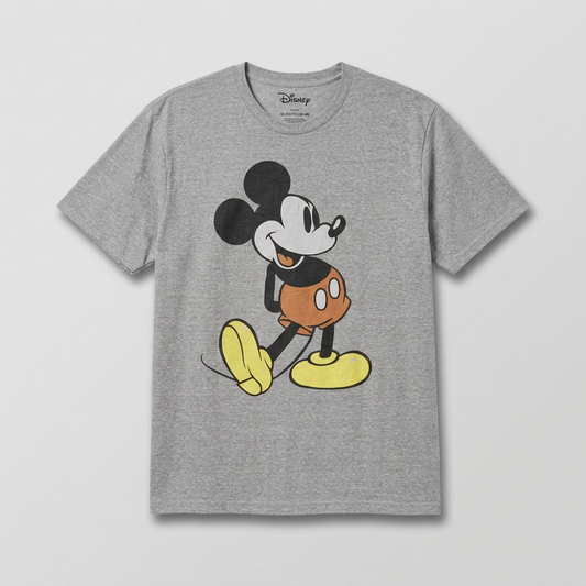 T-shirt officiel Disney Mickey Mouse classique gris chiné imprimé rétro mixte taille XL – Mode Seconde