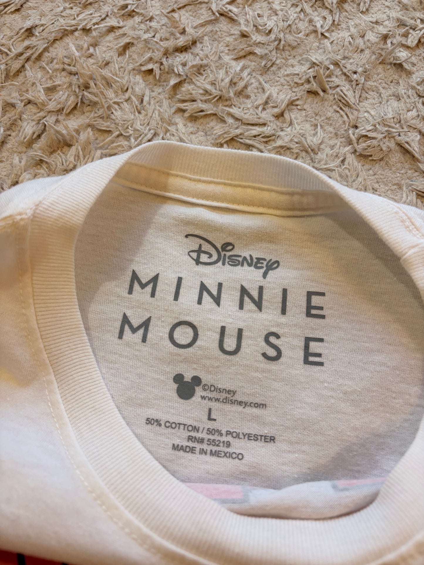 T-shirt Disney Minnie Mouse Since 1928 Vintage Blanc Crème Ombrelle 50% Coton 50% Polyester – Femme – Taille L