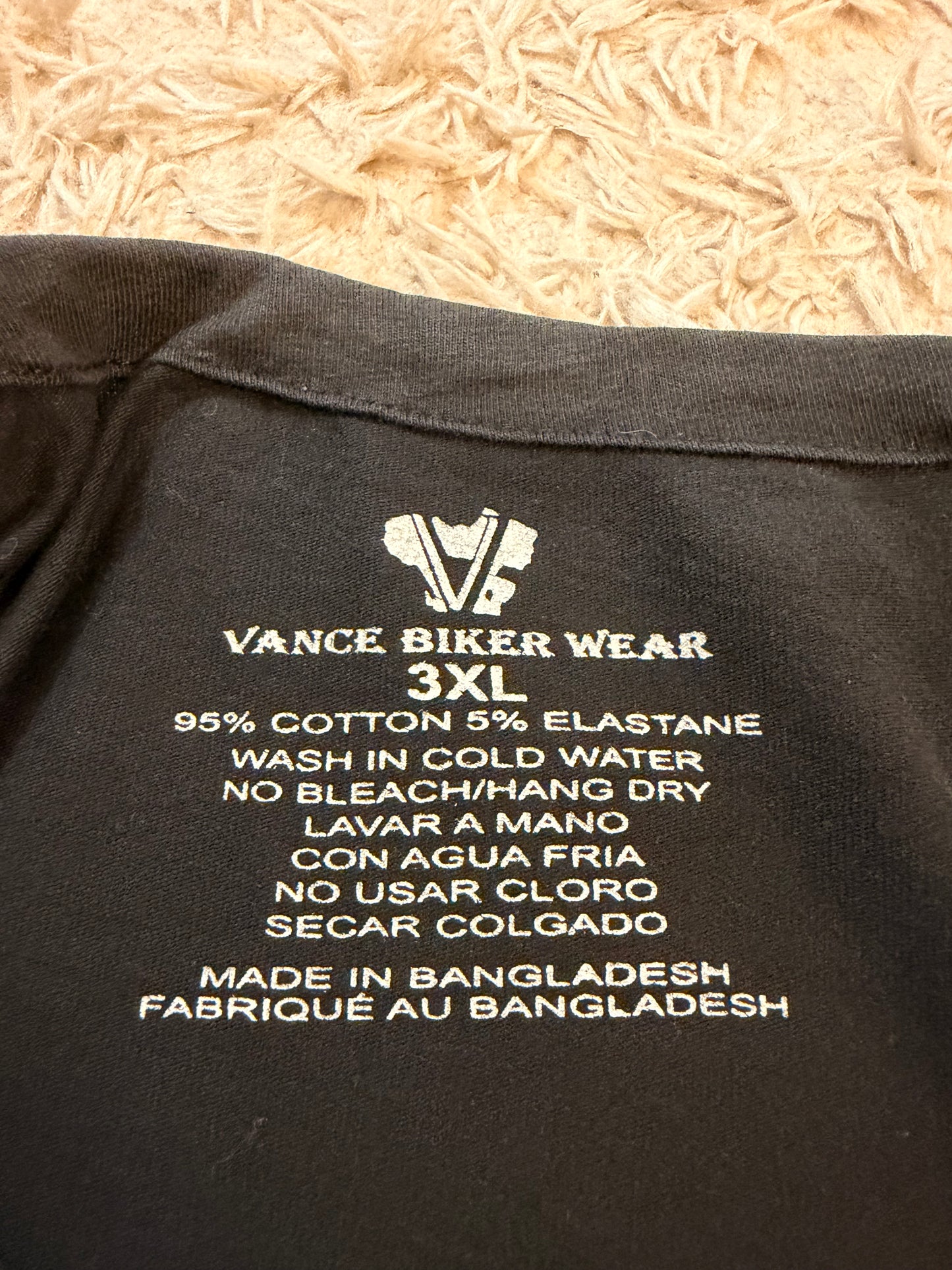 T-shirt Vance Biker Wear Daytona Bike Week 2020 Noir Dos Ailes Biker Forever Strass Bleus/Roses Œillets Lacets 95% Coton – Femme – Taille 3XL