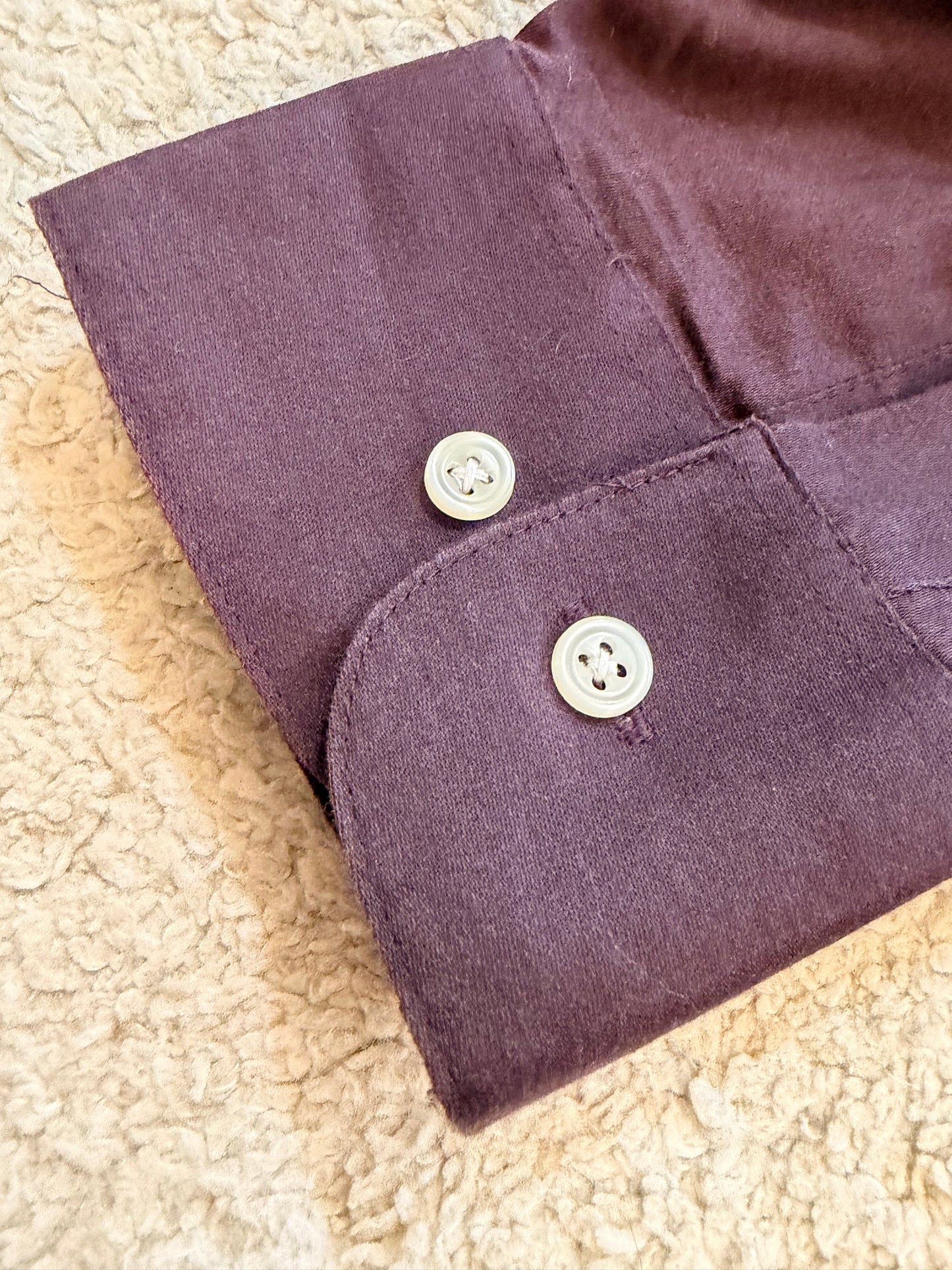 Chemise Pierre Cardin Manches Longues Satinée Chocolat / Bordeaux – Taille XL
