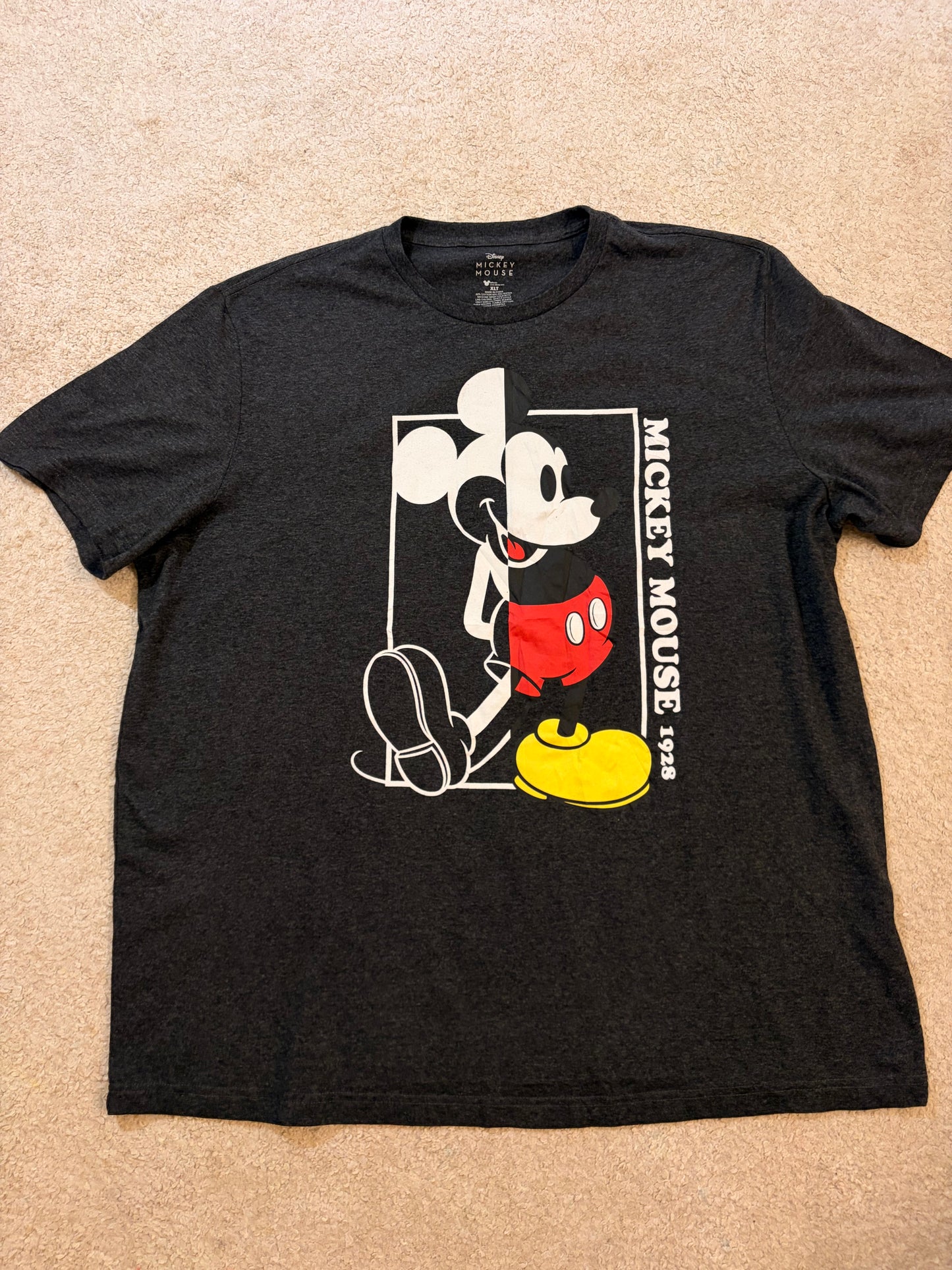T-shirt Disney Mickey Mouse 1928 Gris Anthracite – Taille XLT / XL Tall | Seconde Main